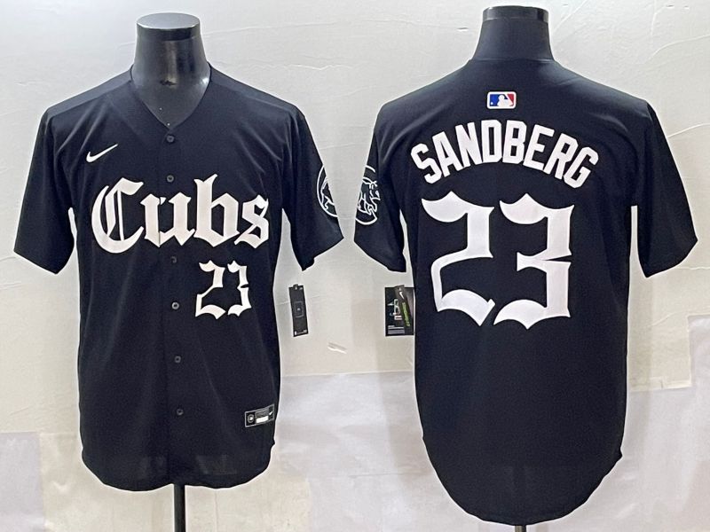 Men 2025 Chicago Cubs #23 Sandberg Black Five generations Joint Name Nike MLB Jersey style 10->chicago cubs->MLB Jersey